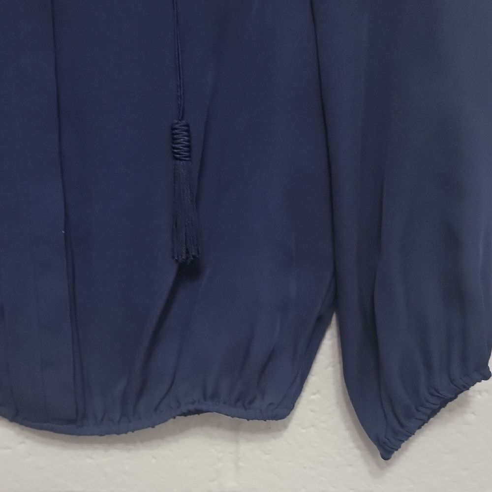 Joie Deep Blue Silk Blouse with Tassel Details - Picture 9 of 14